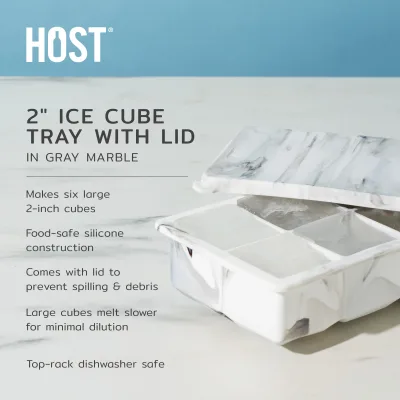 2" Ice Cube Tray with Lid in Gray Marble