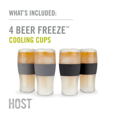Beer FREEZE™ Kühlbecher in Grau/Schwarz, 4er-Set