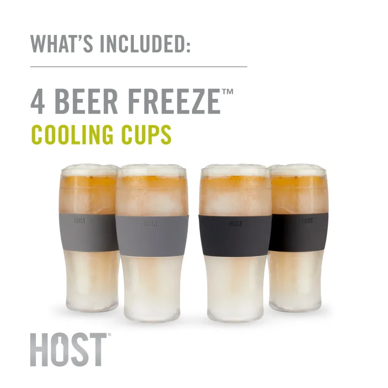 Beer FREEZE™ Kühlbecher in Grau/Schwarz, 4er-Set