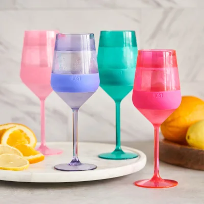 Stemmed Wine FREEZE™ in Tinted Multicolor, Set of 4