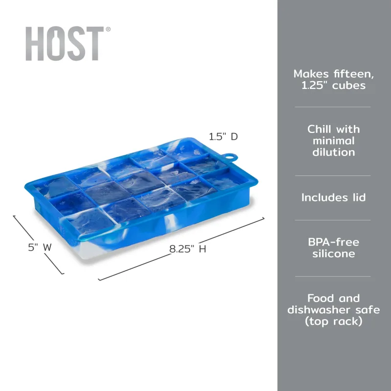 1.25" Ice Cube Tray with Lid in Blue Marble