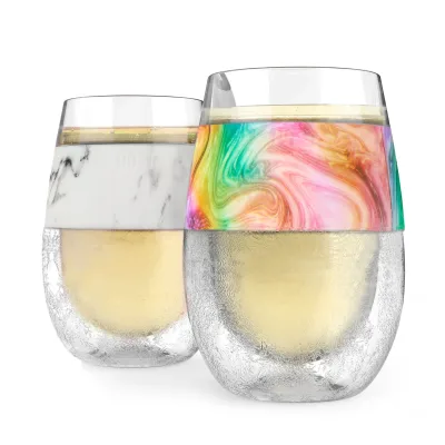Wine FREEZE™ i marmor og enhjørning, sæt med 2