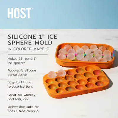 Silicone 1" Ice Sphere Mold in Colored Marble