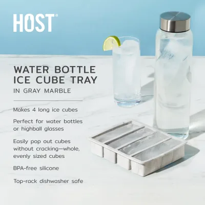 Water Bottle Ice Cube Tray in Gray Marble