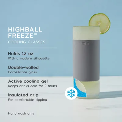 Glass Highball FREEZE™ in Grau, 2er-Set