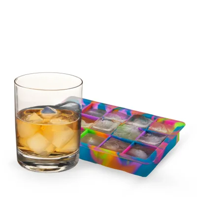 1.25" Ice Cube Tray with Lid in Colored Marble