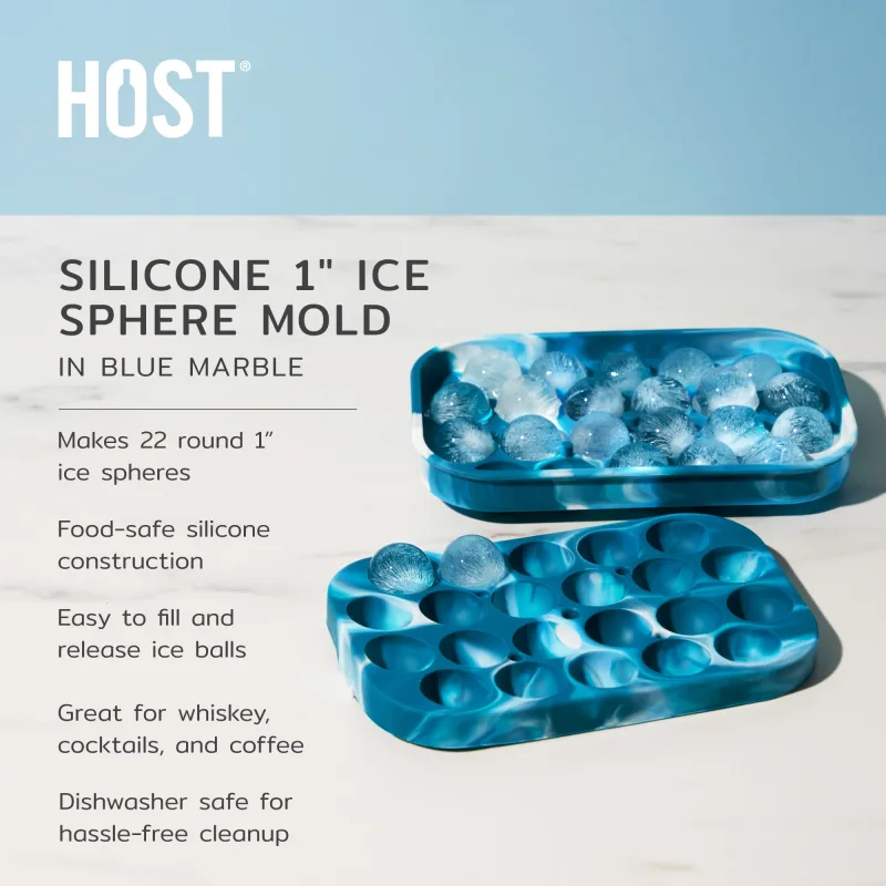 Silikon-Eiskugelform 1" in Blauem Marmor