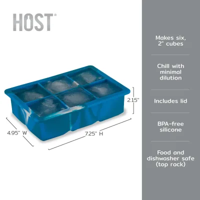 2" Eiswürfelform mit Deckel in Blau Marmor