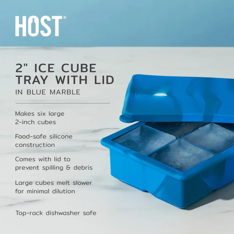 2" Eiswürfelform mit Deckel in Blau Marmor