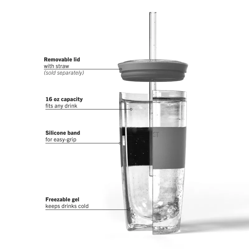 Tumbler FREEZE™ in Gray with Lid and Straw