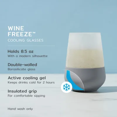 Glass Wine FREEZE™ in Grau, 2er-Set