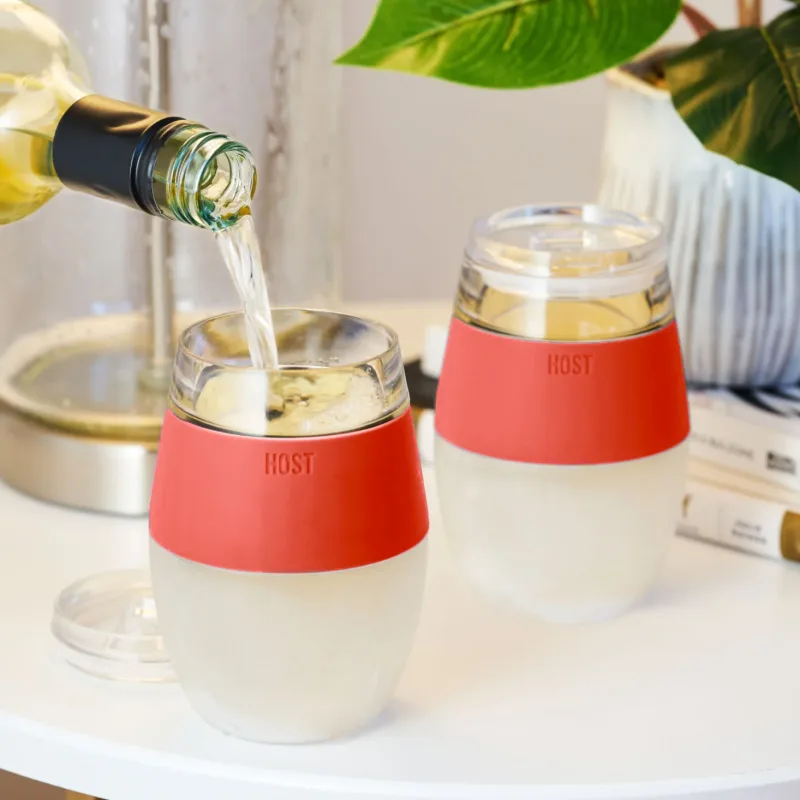 Wine FREEZE™ in Koralle mit Deckeln, 2er-Set