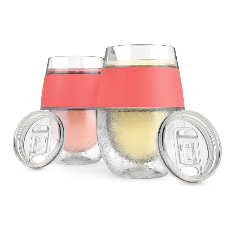 Wine FREEZE™ in Koralle mit Deckeln, 2er-Set