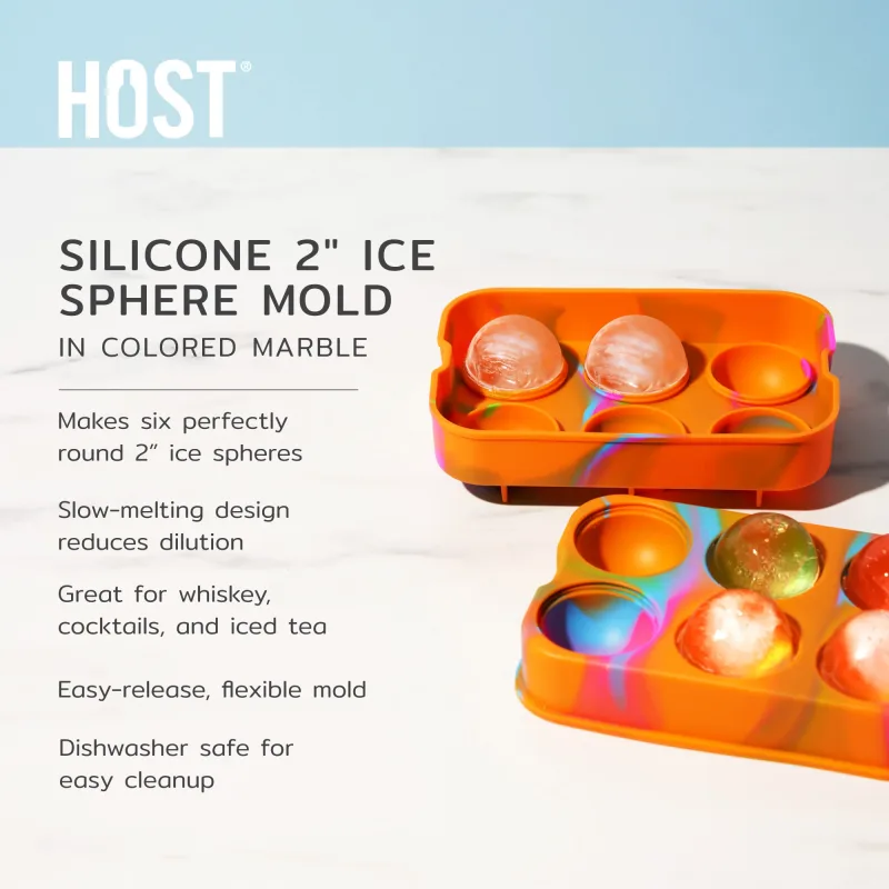 Silicone 2" Ice Sphere Mold w kolorowym marmurze