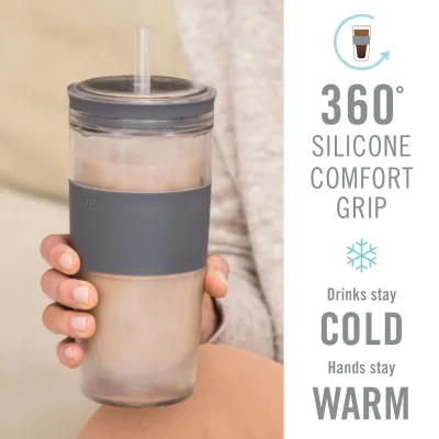 Tumbler FREEZE™ in Gray with Lid and Straw