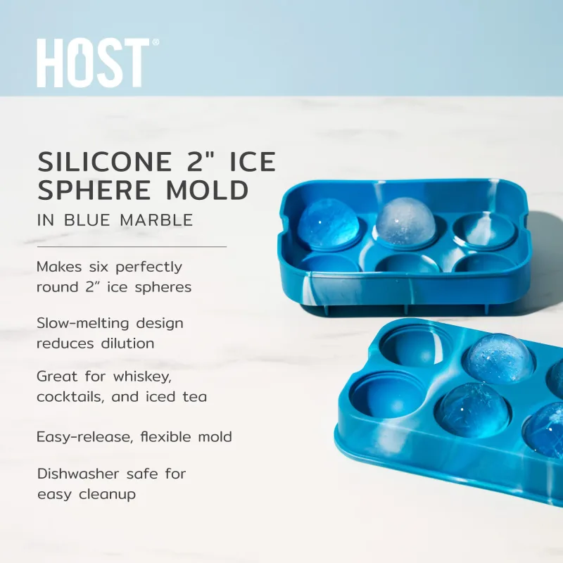 Silikon-Eiskugelform 2" in Blauem Marmor
