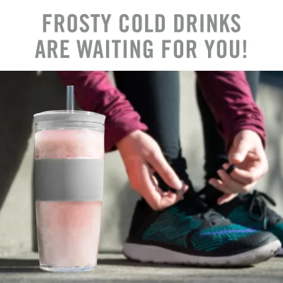 Tumbler FREEZE™ in Gray with Lid and Straw