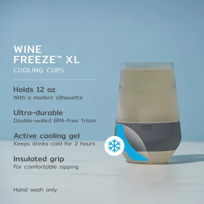 Kieliszek do wina FREEZE™ XL w kolorze szarym, zestaw 2 szt.