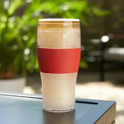 Beer FREEZE Cooling Cup in Crimson Red, Set of 2