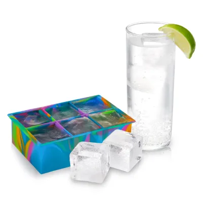 2" Ice Cube Tray with Lid in Colored Marble