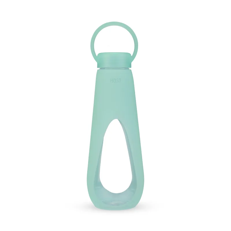 Silicone Wrapped Glass Water Bottle in Mint