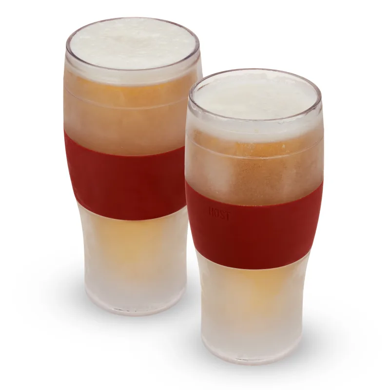 Beer FREEZE Cooling Cup in Crimson Red, Set of 2