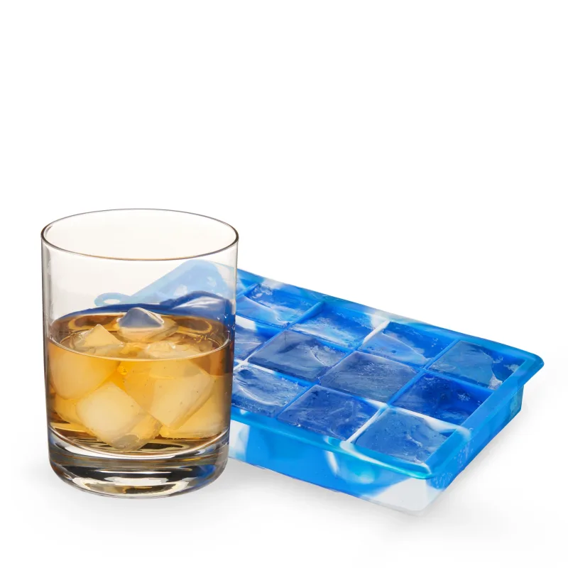 1.25" Ice Cube Tray with Lid in Blue Marble