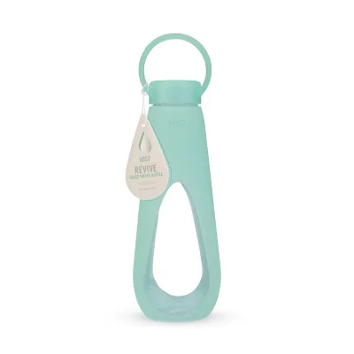 Silicone Wrapped Glass Water Bottle in Mint