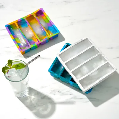 Water Bottle Ice Cube Tray in Colored Marble