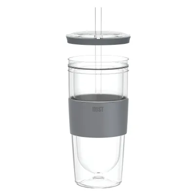 Tumbler FREEZE™ in Gray with Lid and Straw