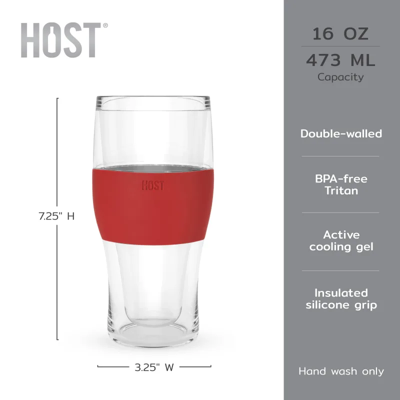 Beer FREEZE Cooling Cup in Crimson Red, Set of 2