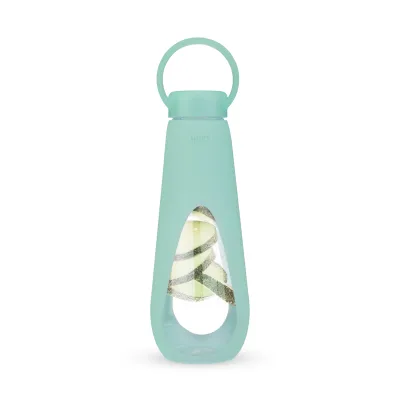 Silicone Wrapped Glass Water Bottle in Mint