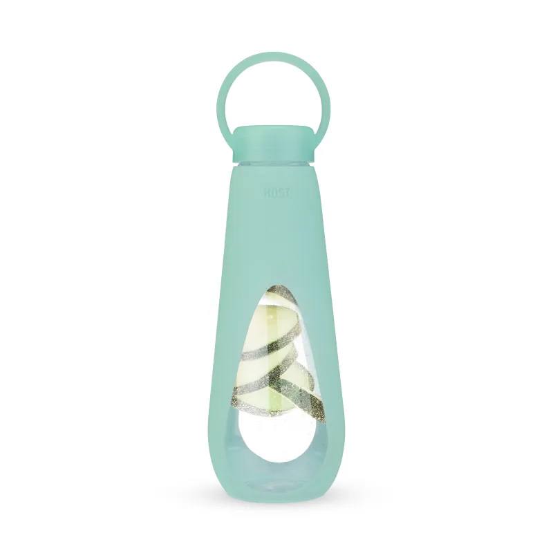 Silicone Wrapped Glass Water Bottle in Mint